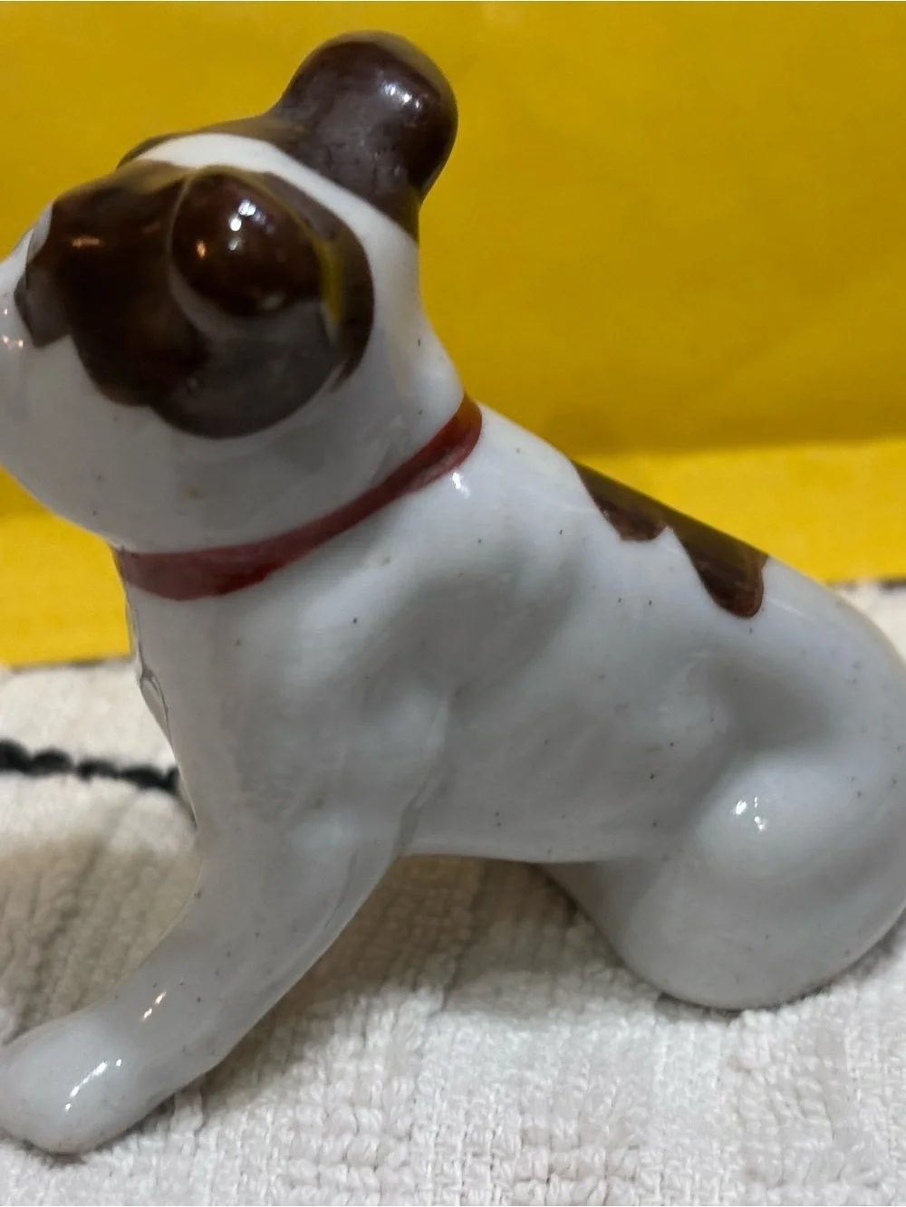 Ceramic Brown & White Dog Figurine Pets Japan Terrier Bulldog